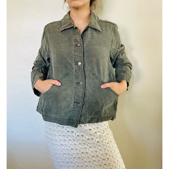 Vintage Rustic Denim Green Shacket - Picture 1 of 5